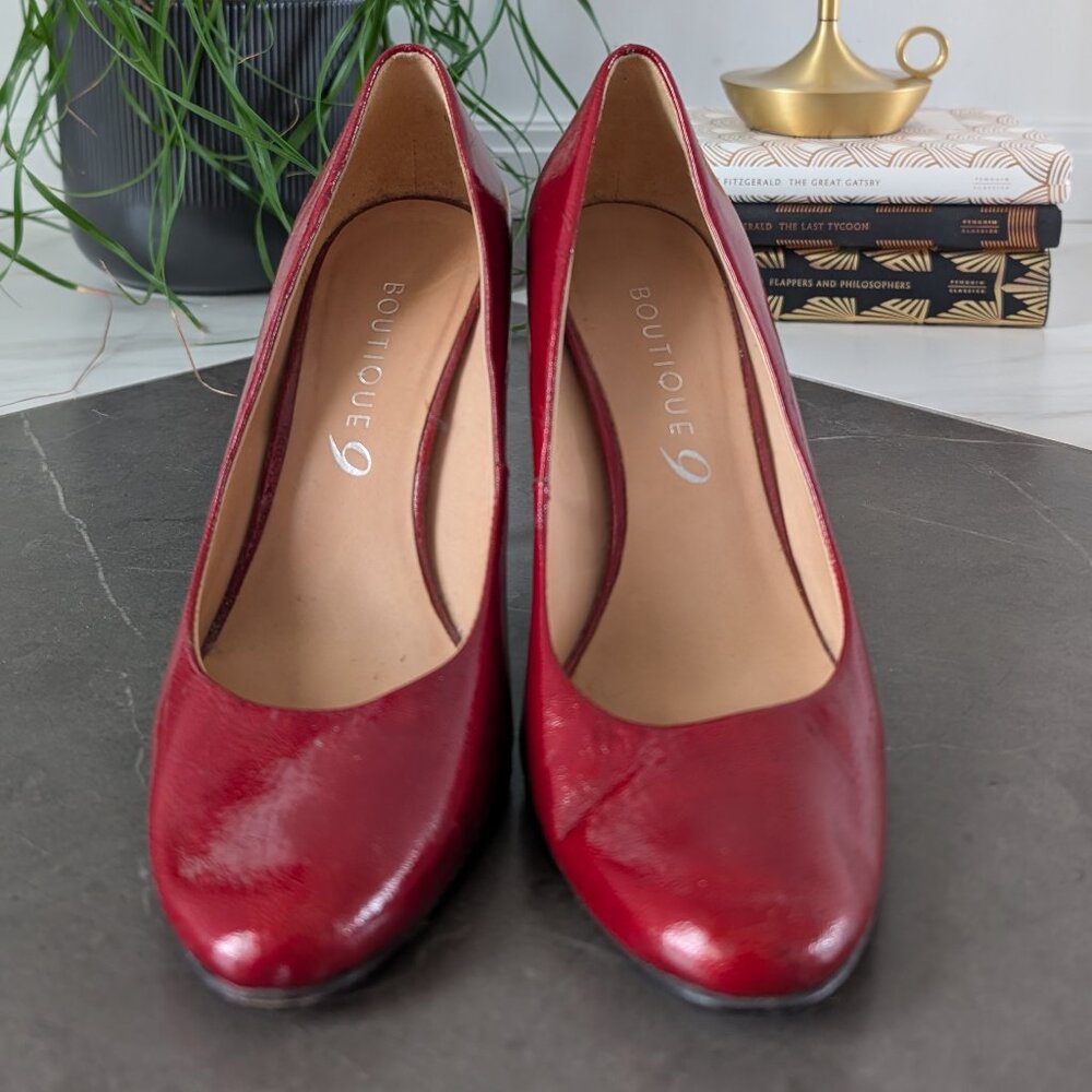 Boutique 9 Blood Red patent leather pumps size 5.5